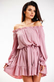 Vestido de manga larga con volante y dos estilos de uso