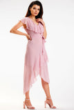 Elegant Asymmetrical Dress with Ruffle Details
