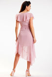 Elegant Asymmetrical Dress with Ruffle Details