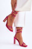 Elegant Rhinestone-Embellished Calf-Tied Sandals for Women