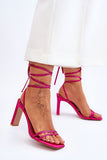 Elegant Rhinestone-Embellished Calf-Tied Sandals for Women