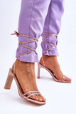 Stylish Rhinestone-Embellished Calf-Tie Sandals for Women