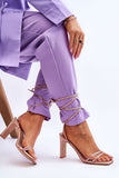 Stylish Rhinestone-Embellished Calf-Tie Sandals for Women