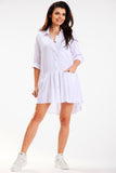 Chic Loose Shirt Dress with Trapezoidal Collar and Long Sleeves