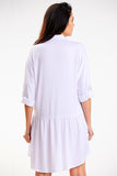 Chic Loose Shirt Dress with Trapezoidal Collar and Long Sleeves
