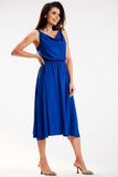 Elegant Crinkled Midi Dress with Thin Straps