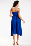 Elegant Crinkled Midi Dress with Thin Straps