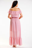 Spanish-Style Maxi Dress with Ruffle and Elastic Waist