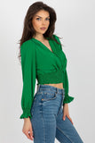 Elegant Envelope Neckline Blouse with Long Sleeves