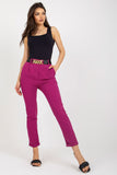 High Rise Pants with Elastic Waist and Decorative Belt