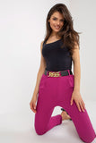 High Rise Pants with Elastic Waist and Decorative Belt