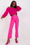 High Rise Pants with Elastic Waist and Decorative Belt
