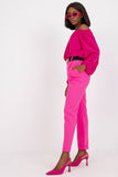 High Rise Pants with Elastic Waist and Decorative Belt