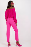 High Rise Pants with Elastic Waist and Decorative Belt