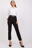 High Rise Pants with Elastic Waist and Decorative Belt