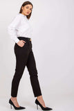 High Rise Pants with Elastic Waist and Decorative Belt