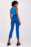 High-Rise Pants with Elastic Waist and Decorative Belt