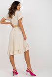 Asymmetrical Summer Dress with Frill and Braided Belt