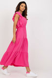 Sleeveless Loose Cut Long Summer Dress with Square Neckline
