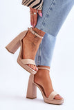 Stylish Eco-Suede Sandals with Square Heel and Platform
