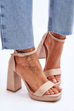Stylish Eco-Suede Sandals with Square Heel and Platform