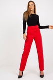 High-Rise Straight Leg Women's Pants with Belt and Pockets