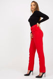 High-Rise Straight Leg Women's Pants with Belt and Pockets