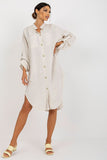 Button-Down Dress with Long Sleeves and Pockets