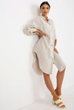 Button-Down Dress with Long Sleeves and Pockets