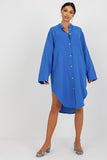 Button-Down Long Sleeve Dress with Pockets and Hem Detail