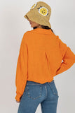 Loose Fit Button-Up Cotton Shirt with Front Pocket