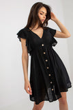 Ruffle Sleeve Summer Dress with Heart Neckline & Buttons