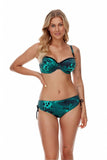 Exotic Leaf Print High-Waisted Panties with Gold Straps