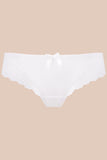 Elegant White T-Back Thongs with Lace and Satin Bow
