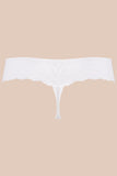Elegant White T-Back Thongs with Lace and Satin Bow