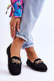 Eco-Suede Women's Moccasins with Rhinestone Chain Accent