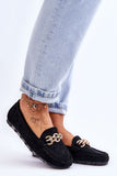Eco-Suede Women's Moccasins with Rhinestone Chain Accent
