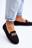 Eco-Suede Women's Moccasins with Rhinestone Chain Accent