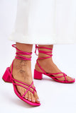 Airy Calf-Binding Sandals with Square Open Toe Design