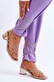 Airy Calf-Binding Sandals with Open Square Toe