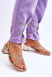 Airy Calf-Binding Sandals with Open Square Toe