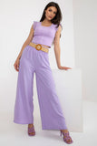 High-Rise Wide Leg Fabric Pants with Decorative Creases
