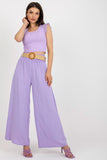 High-Rise Wide Leg Fabric Pants with Decorative Creases