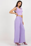 High-Rise Wide Leg Fabric Pants with Decorative Creases