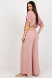 High-Rise Wide-Leg Pants with Decorative Creases and Belt