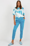 Stylish Velour Blouse and Pants Set with Patterned Design