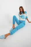 Stylish Velour Blouse and Pants Set with Patterned Design