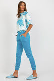 Stylish Velour Blouse and Pants Set with Patterned Design