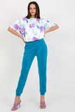 Chic Velour Blouse and High-Waisted Pants Set