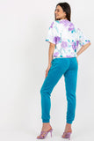 Chic Velour Blouse and High-Waisted Pants Set